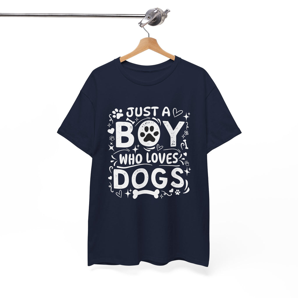 Boy Who Loves Dogs T‑Shirt — Cute Paw Print Graphic Tee