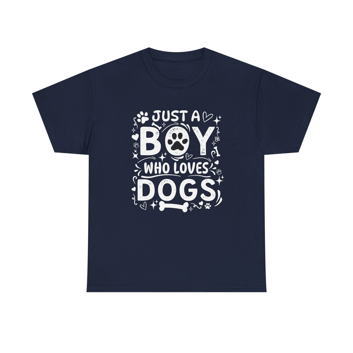 Boy Who Loves Dogs T‑Shirt — Cute Paw Print Graphic Tee