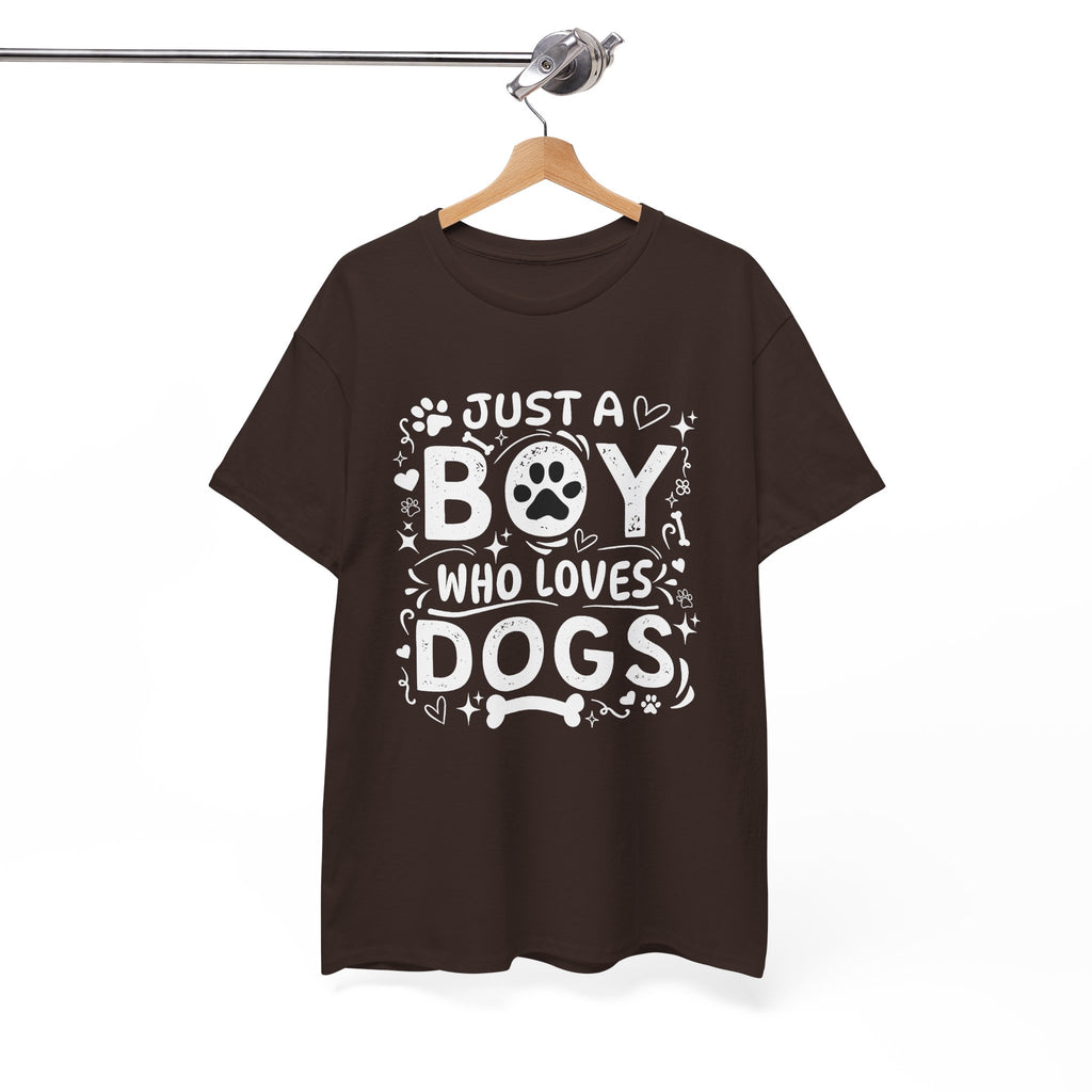 Boy Who Loves Dogs T‑Shirt — Cute Paw Print Graphic Tee