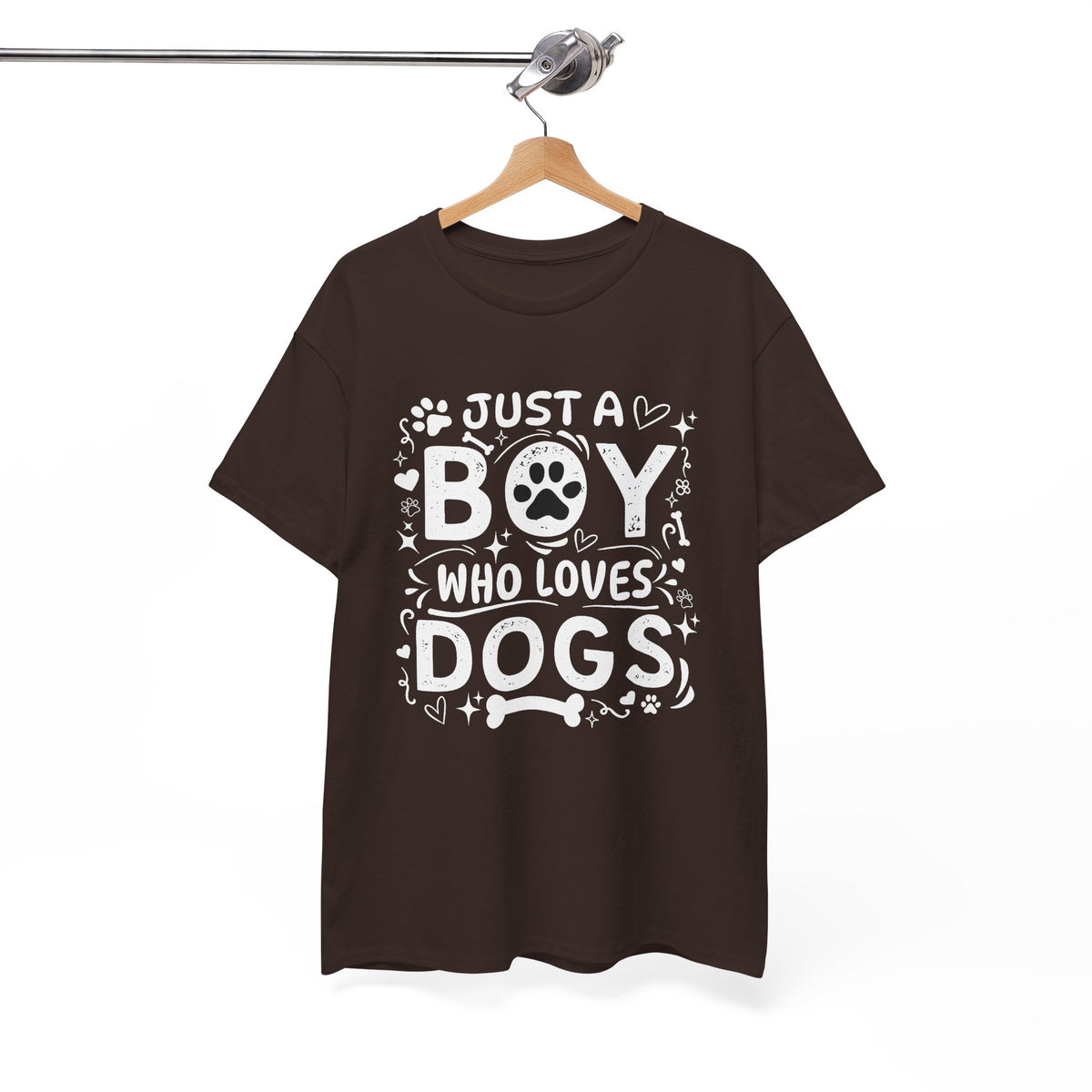 Boy Who Loves Dogs T‑Shirt — Cute Paw Print Graphic Tee