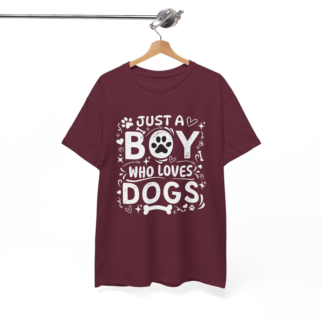 Boy Who Loves Dogs T‑Shirt — Cute Paw Print Graphic Tee