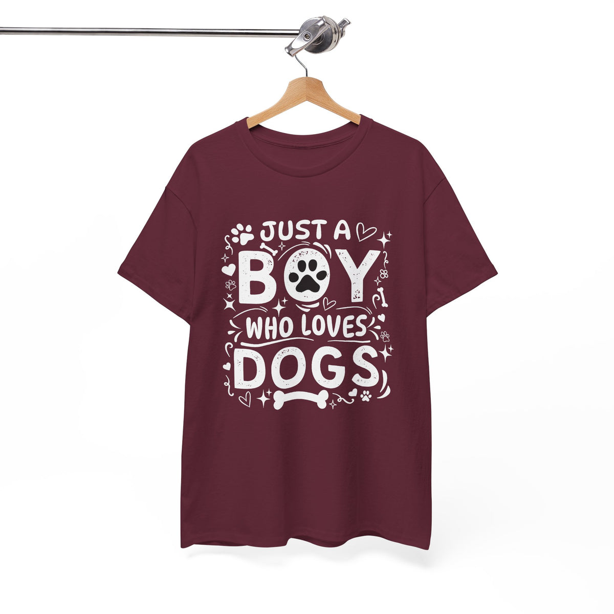 Boy Who Loves Dogs T‑Shirt — Cute Paw Print Graphic Tee