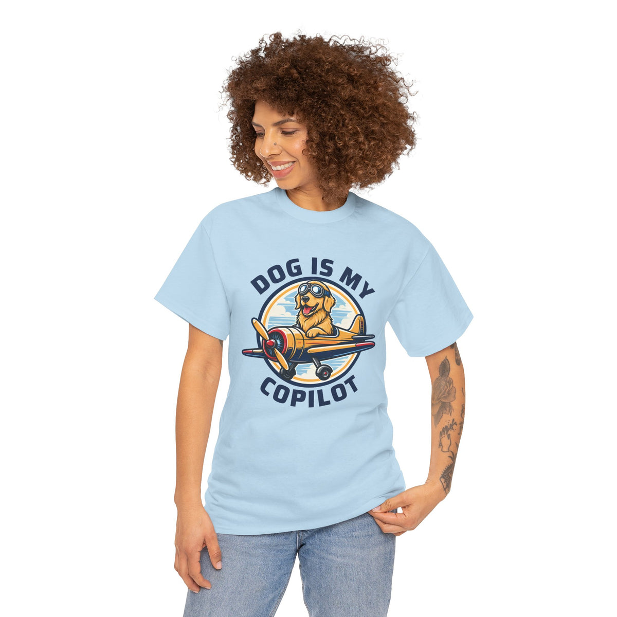 Dog Is My Copilot T-Shirt — Funny Pilot Dog Tee for Dog Lovers & Aviators