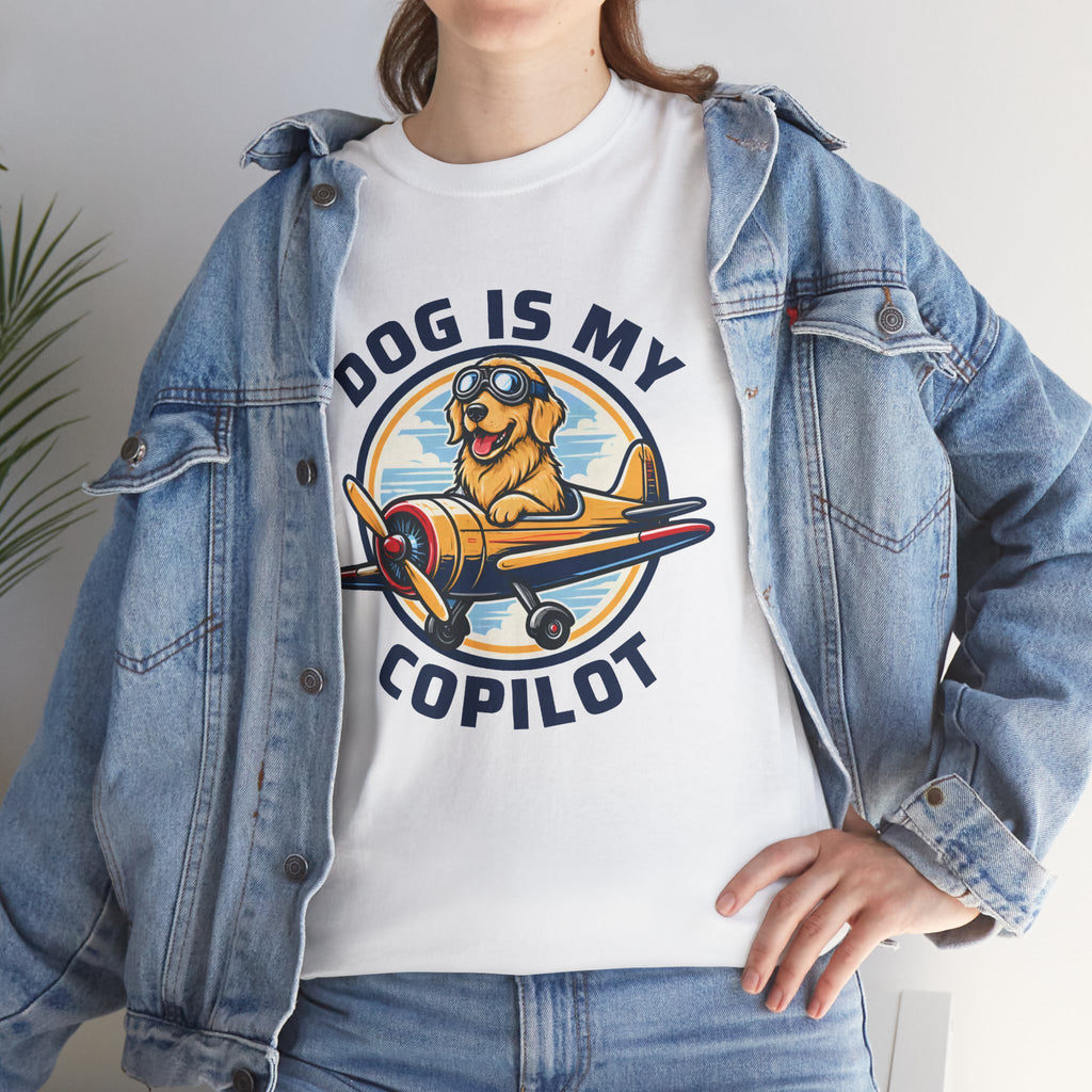 Dog Is My Copilot T-Shirt — Funny Pilot Dog Tee for Dog Lovers & Aviators