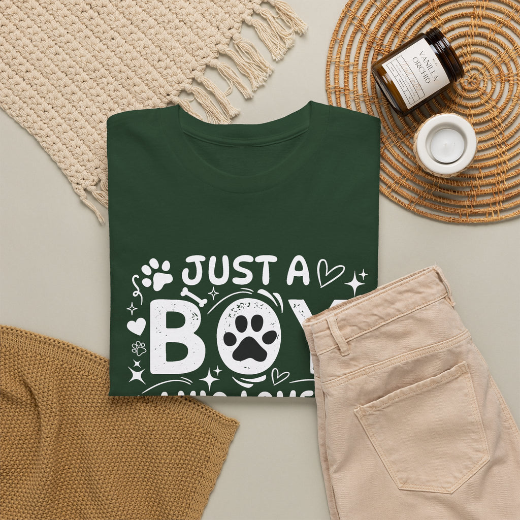 Boy Who Loves Dogs T‑Shirt — Cute Paw Print Graphic Tee