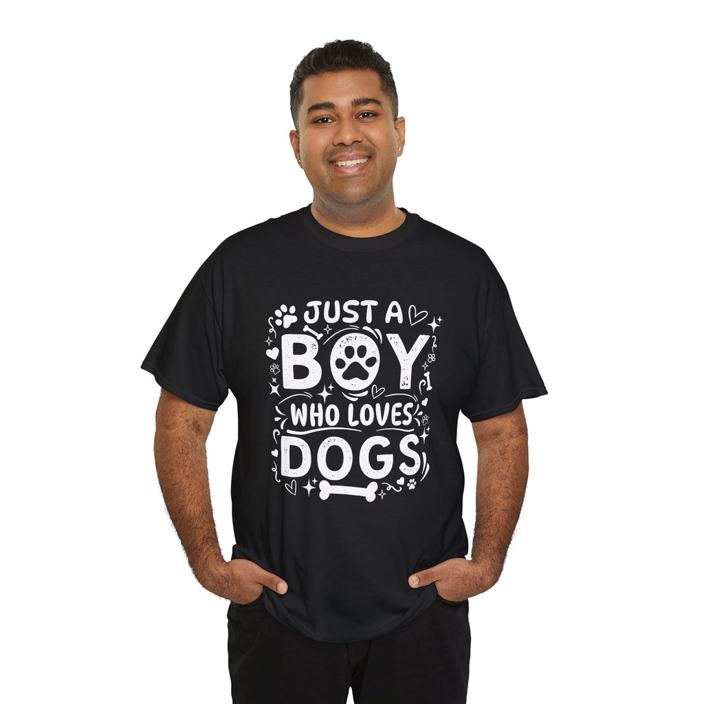 Boy Who Loves Dogs T‑Shirt — Cute Paw Print Graphic Tee