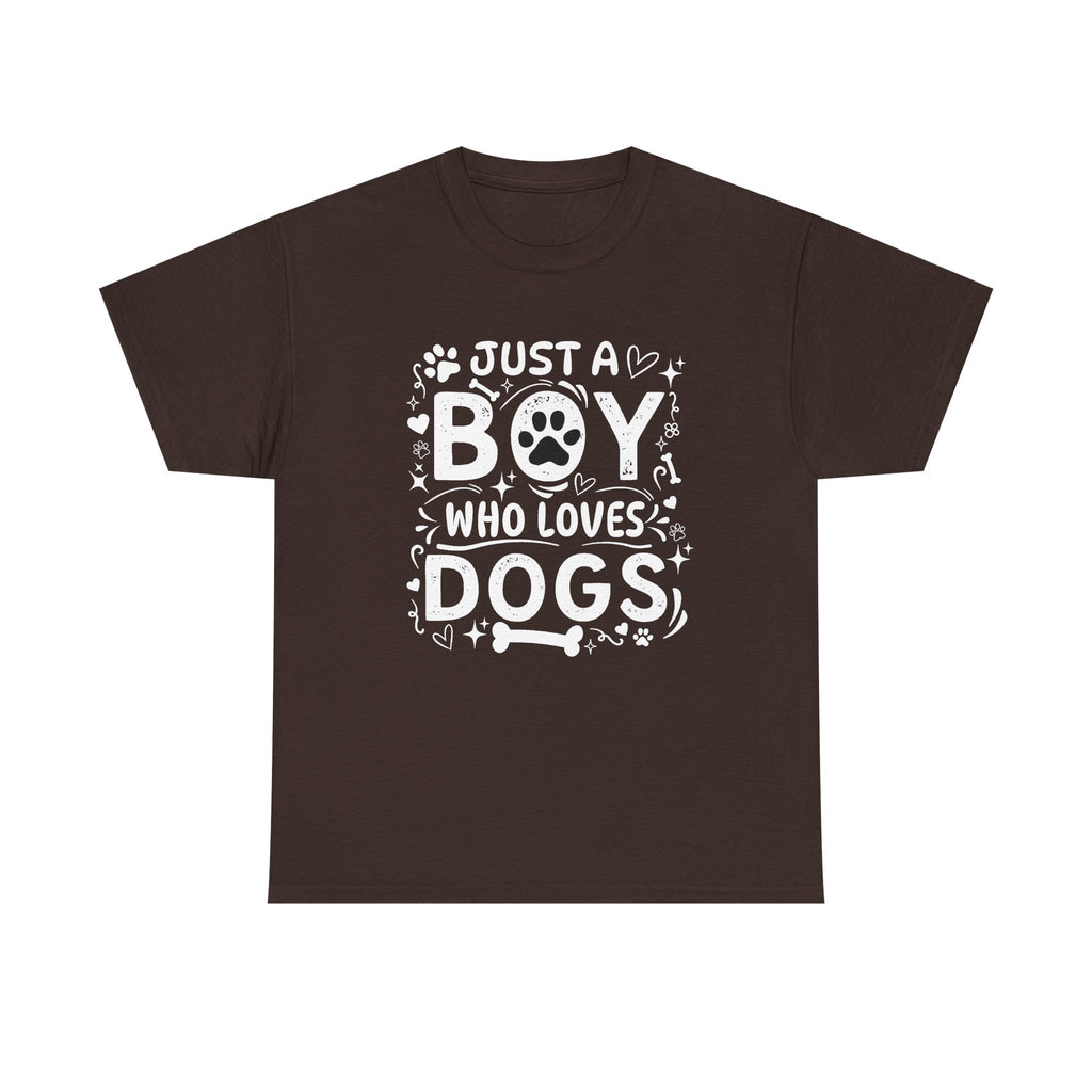 Boy Who Loves Dogs T‑Shirt — Cute Paw Print Graphic Tee