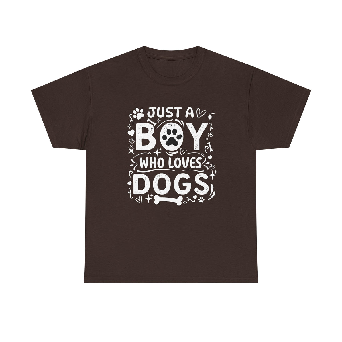 Boy Who Loves Dogs T‑Shirt — Cute Paw Print Graphic Tee