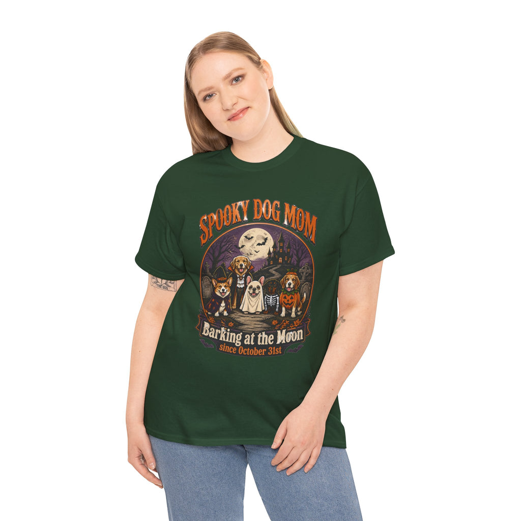 Spooky Dog Mom T‑Shirt — "Barking at the Moon" Halloween Dog Mom Tee