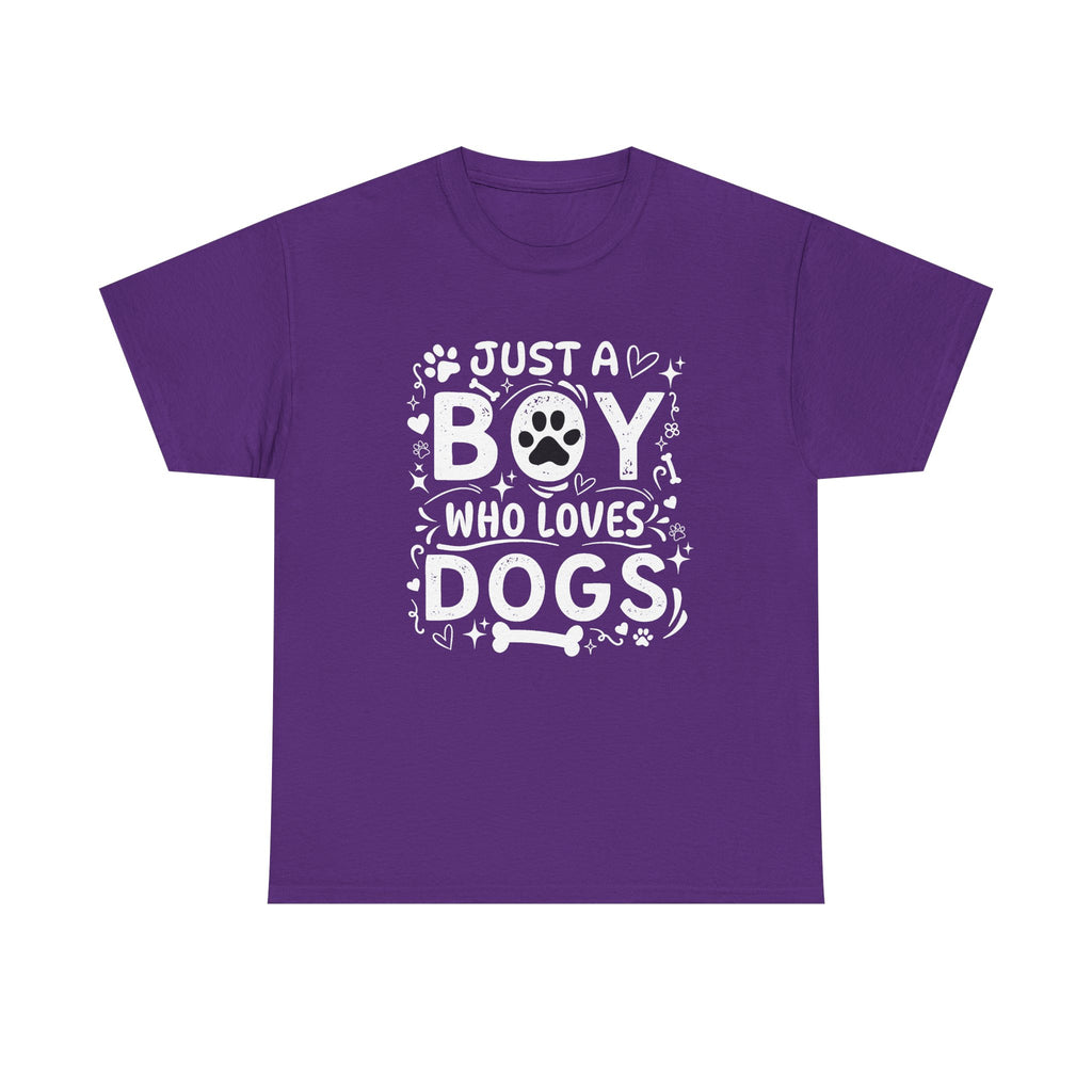 Boy Who Loves Dogs T‑Shirt — Cute Paw Print Graphic Tee