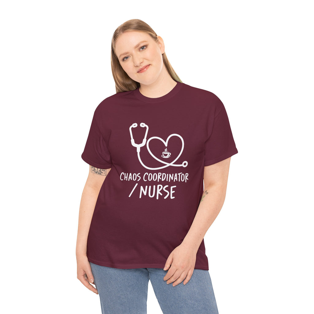 Nurse Chaos Coordinator T‑Shirt — Stethoscope Heart Graphic