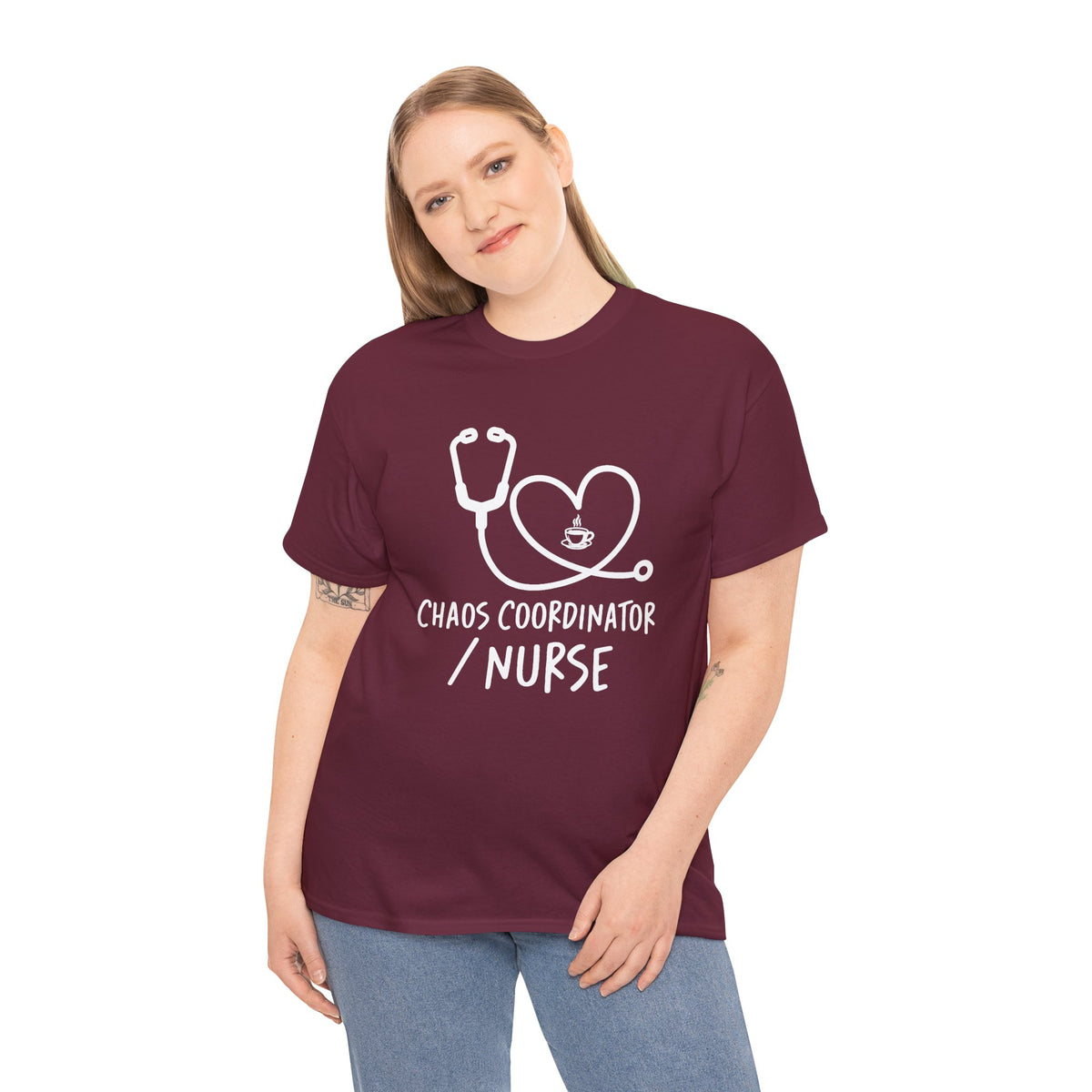 Nurse Chaos Coordinator T‑Shirt — Stethoscope Heart Graphic