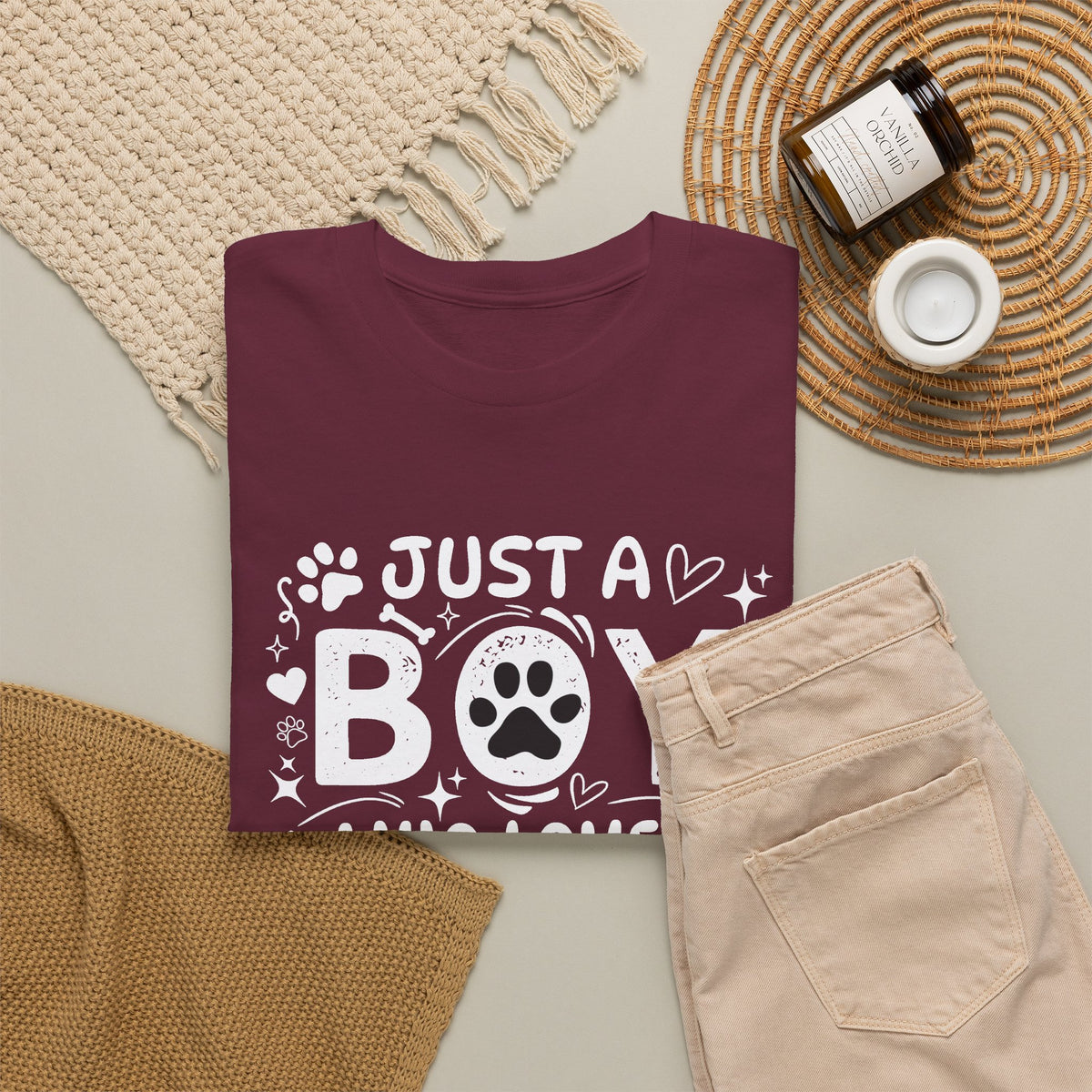 Boy Who Loves Dogs T‑Shirt — Cute Paw Print Graphic Tee