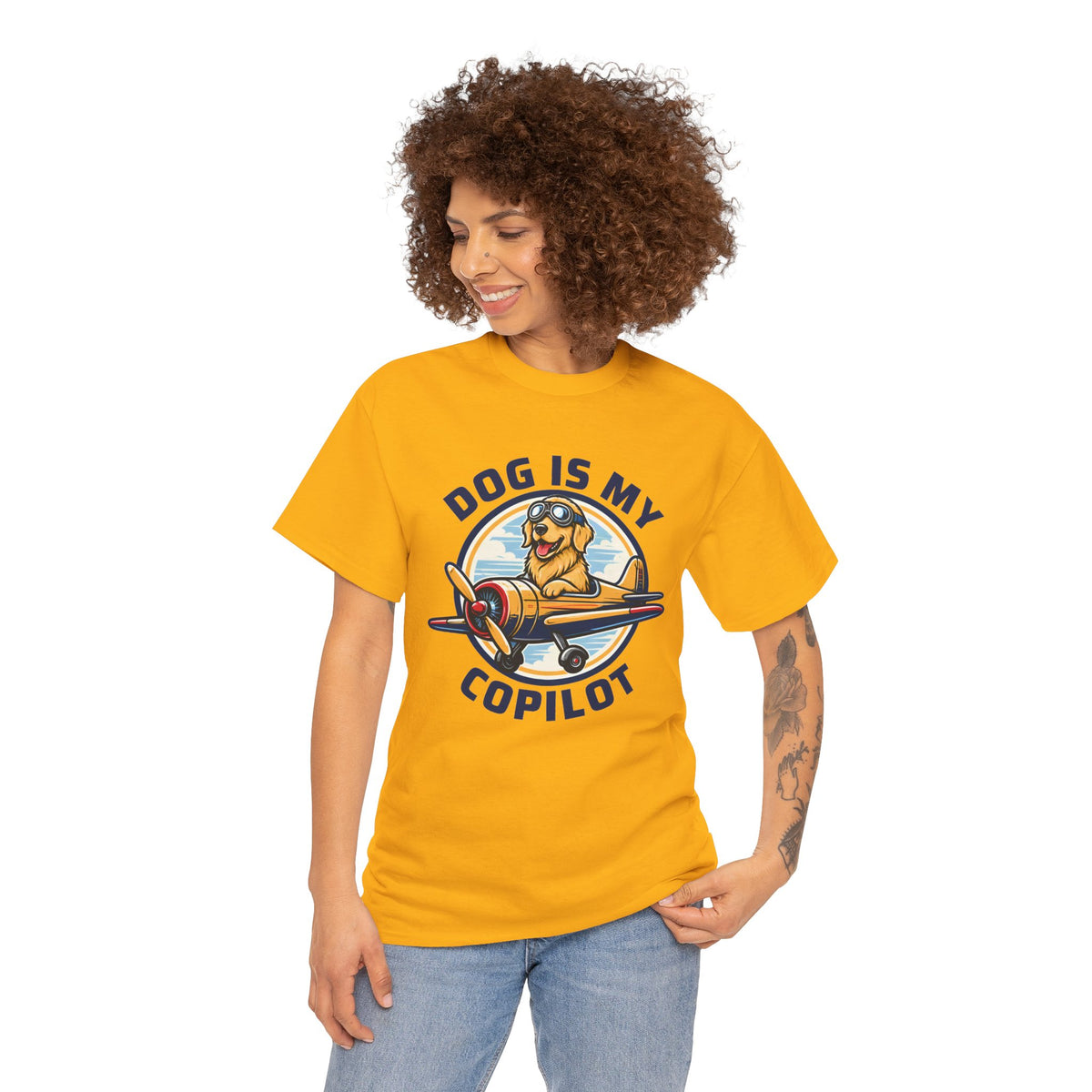 Dog Is My Copilot T-Shirt — Funny Pilot Dog Tee for Dog Lovers & Aviators