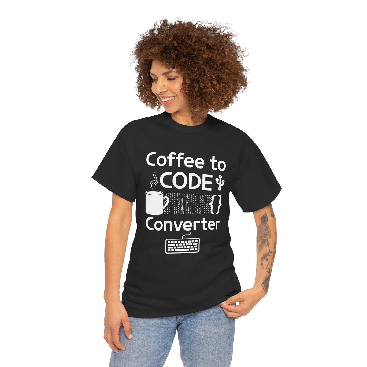 Coffee Mug Minimalist Tee — Small Line Art Cup Graphic T‑Shirt