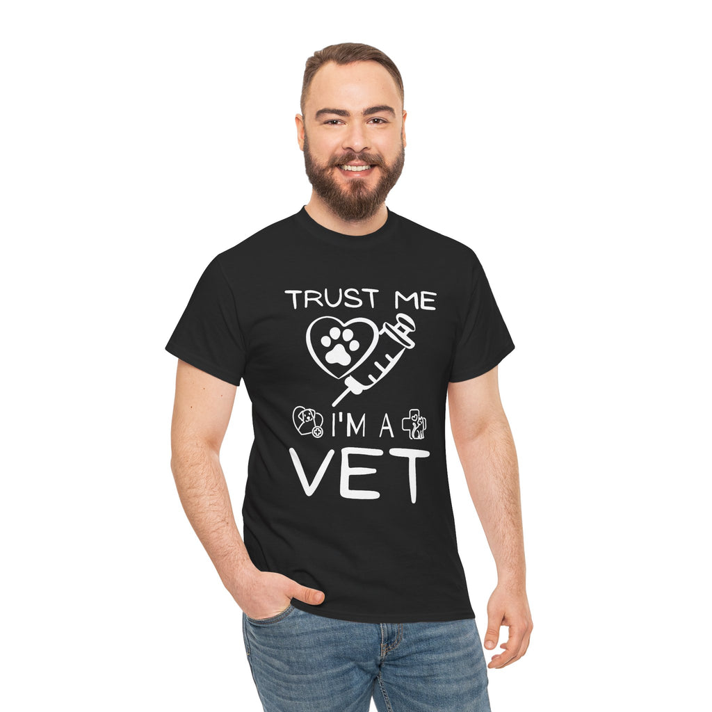 Vet T-Shirt "Trust Me I'm a Vet" – Cute Paw & Syringe Veterinary Tee