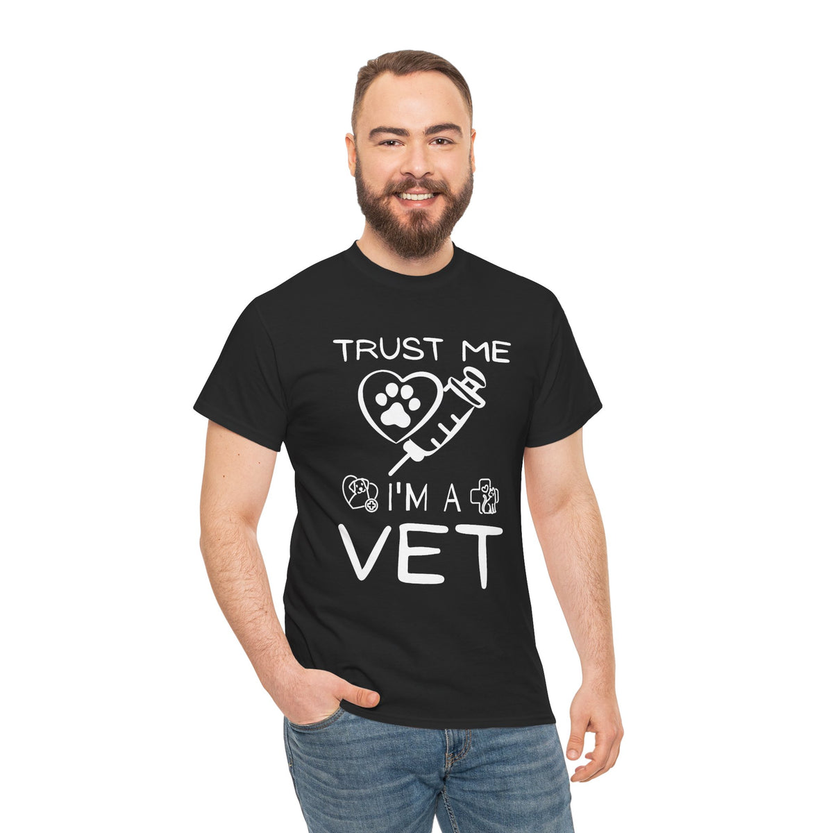 Vet T-Shirt "Trust Me I'm a Vet" – Cute Paw & Syringe Veterinary Tee