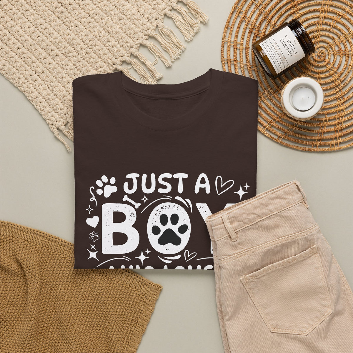 Boy Who Loves Dogs T‑Shirt — Cute Paw Print Graphic Tee