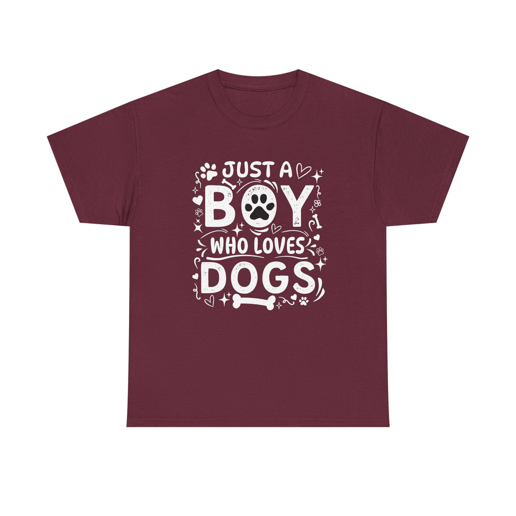 Boy Who Loves Dogs T‑Shirt — Cute Paw Print Graphic Tee
