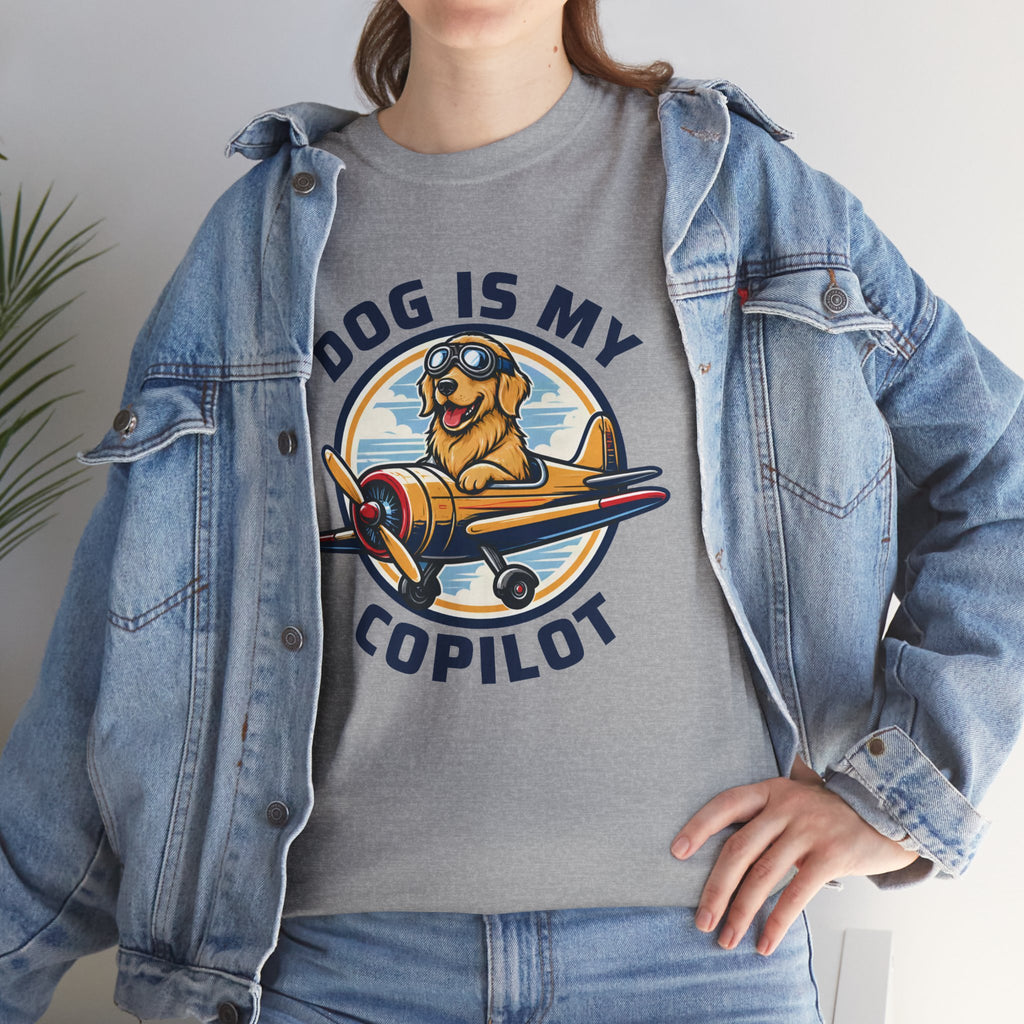 Dog Is My Copilot T-Shirt — Funny Pilot Dog Tee for Dog Lovers & Aviators