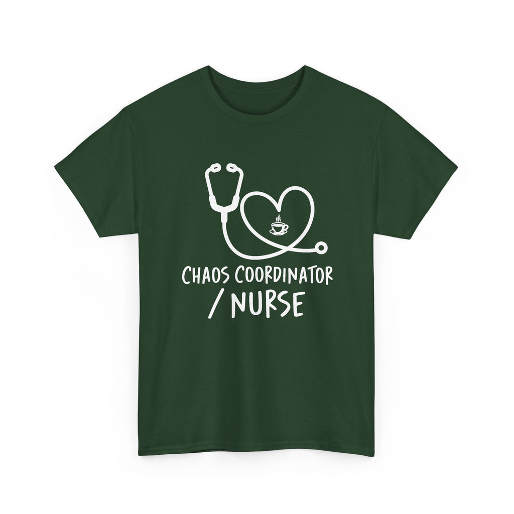 Nurse Chaos Coordinator T‑Shirt — Stethoscope Heart Graphic