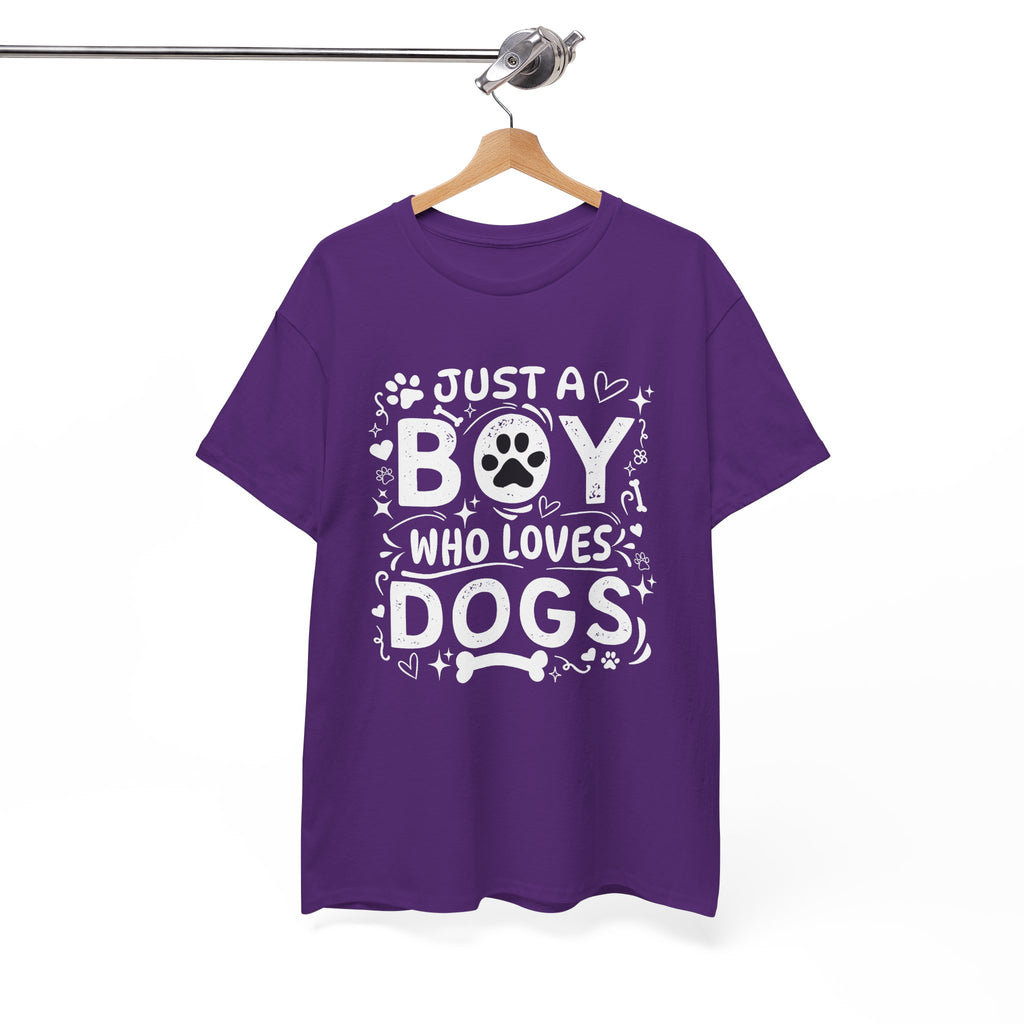 Boy Who Loves Dogs T‑Shirt — Cute Paw Print Graphic Tee