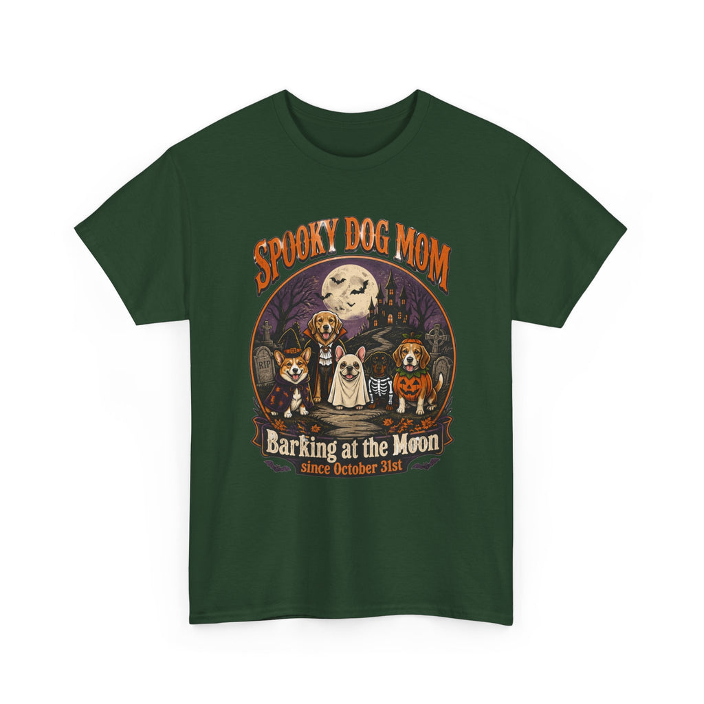 Spooky Dog Mom T‑Shirt — "Barking at the Moon" Halloween Dog Mom Tee
