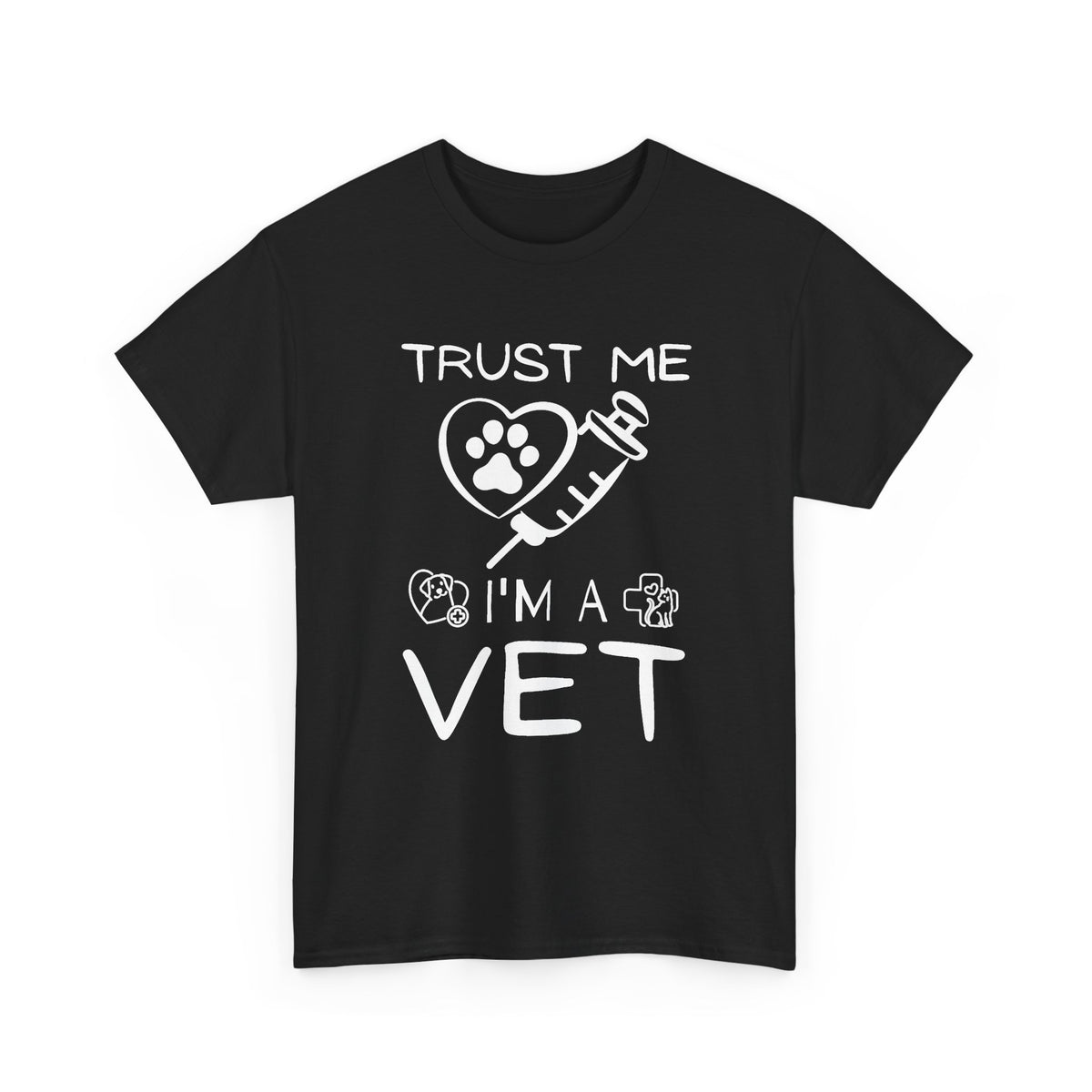 Vet T-Shirt "Trust Me I'm a Vet" – Cute Paw & Syringe Veterinary Tee