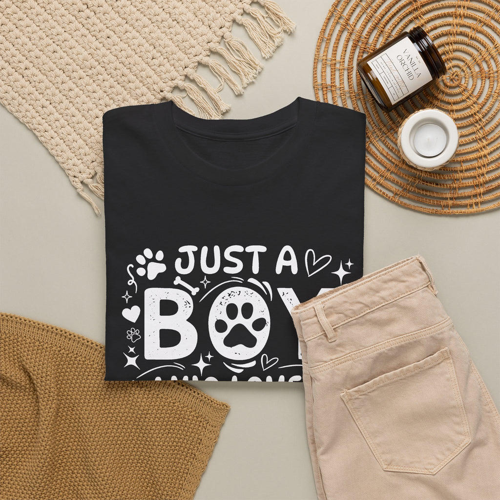 Boy Who Loves Dogs T‑Shirt — Cute Paw Print Graphic Tee