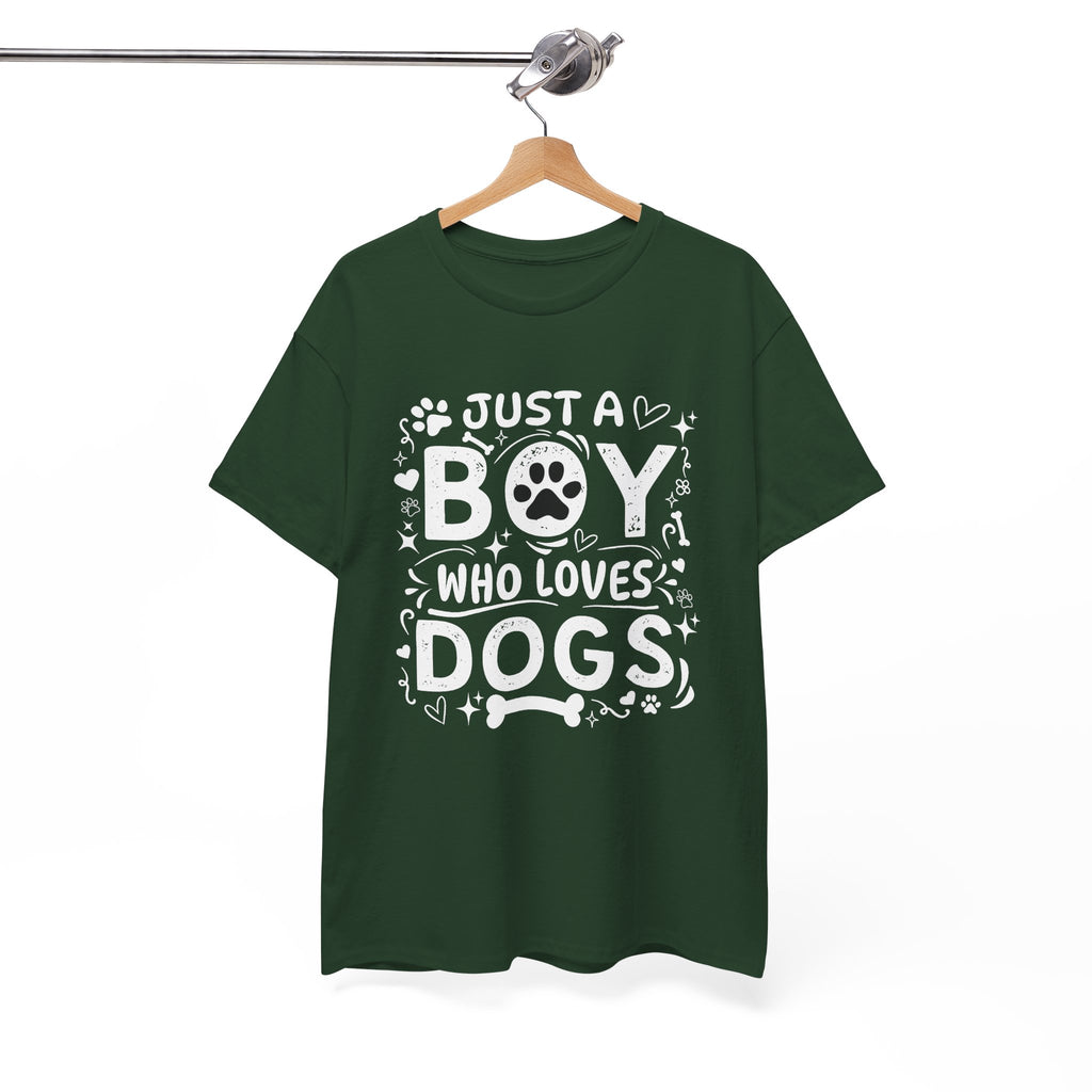 Boy Who Loves Dogs T‑Shirt — Cute Paw Print Graphic Tee