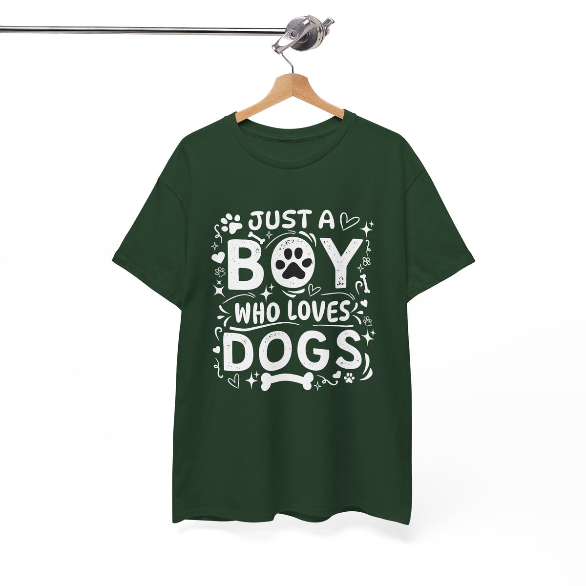 Boy Who Loves Dogs T‑Shirt — Cute Paw Print Graphic Tee