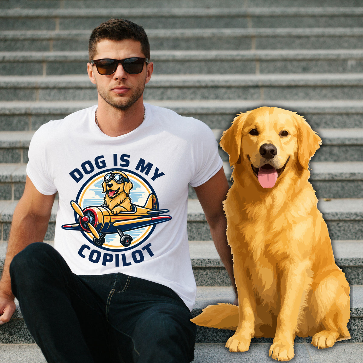 Dog Is My Copilot T-Shirt — Funny Pilot Dog Tee for Dog Lovers & Aviators