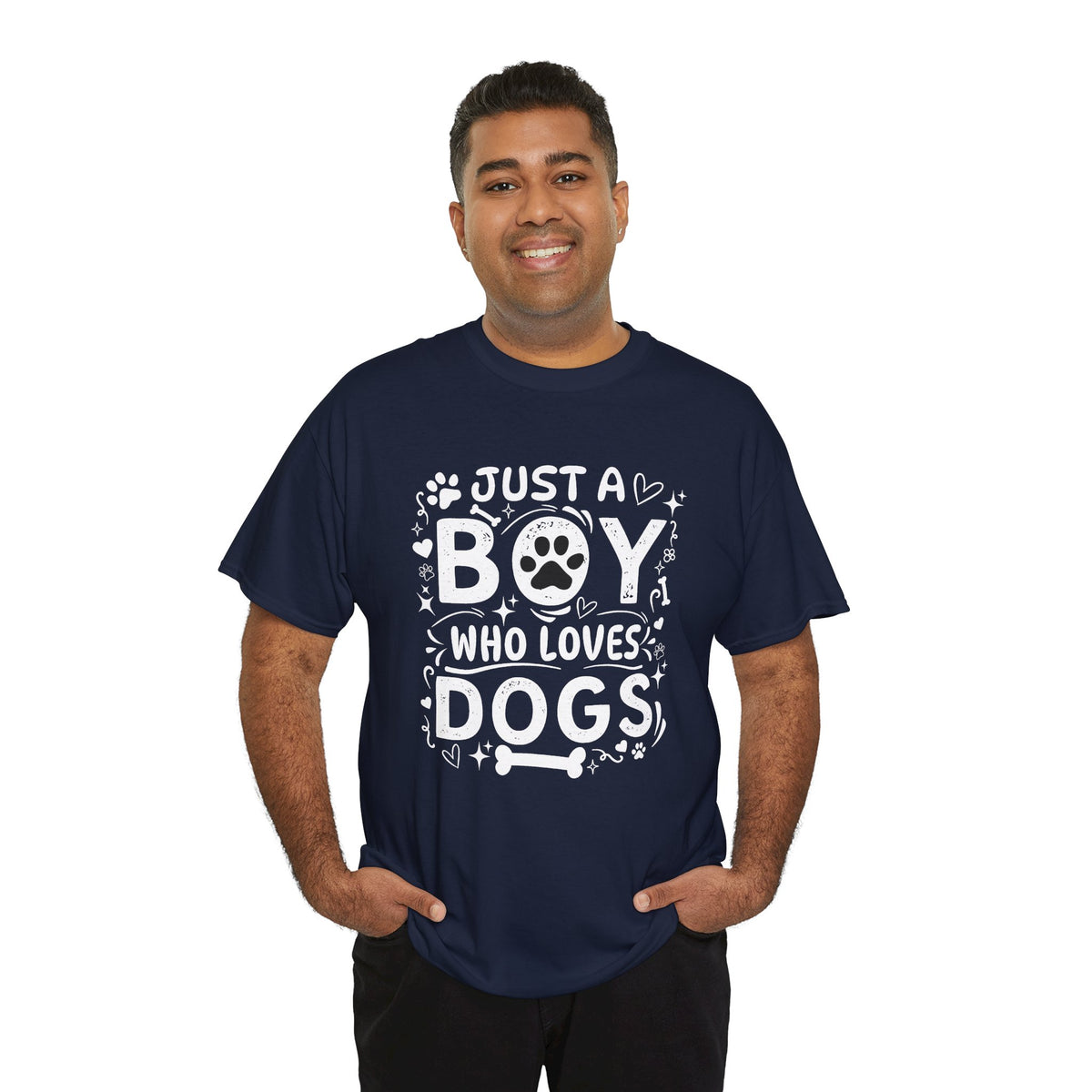 Boy Who Loves Dogs T‑Shirt — Cute Paw Print Graphic Tee