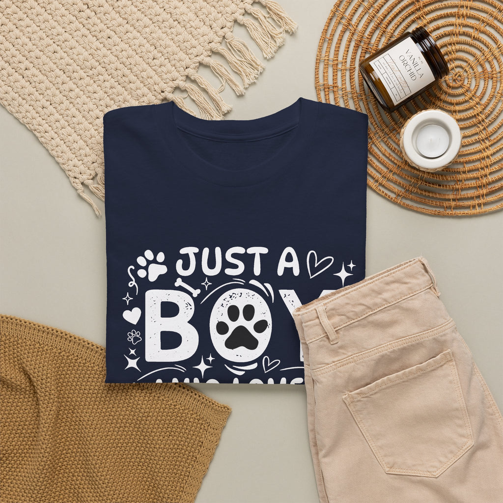 Boy Who Loves Dogs T‑Shirt — Cute Paw Print Graphic Tee