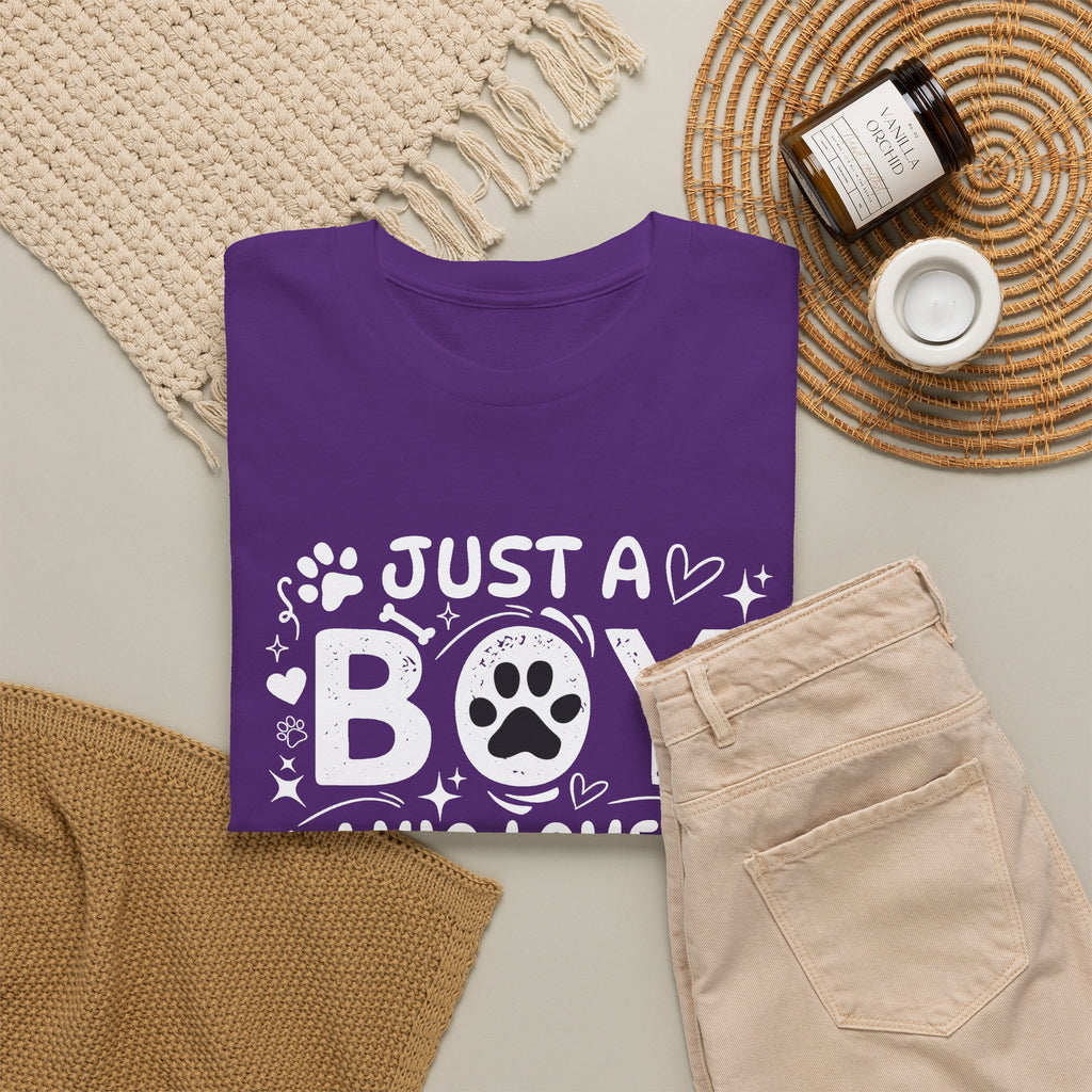 Boy Who Loves Dogs T‑Shirt — Cute Paw Print Graphic Tee