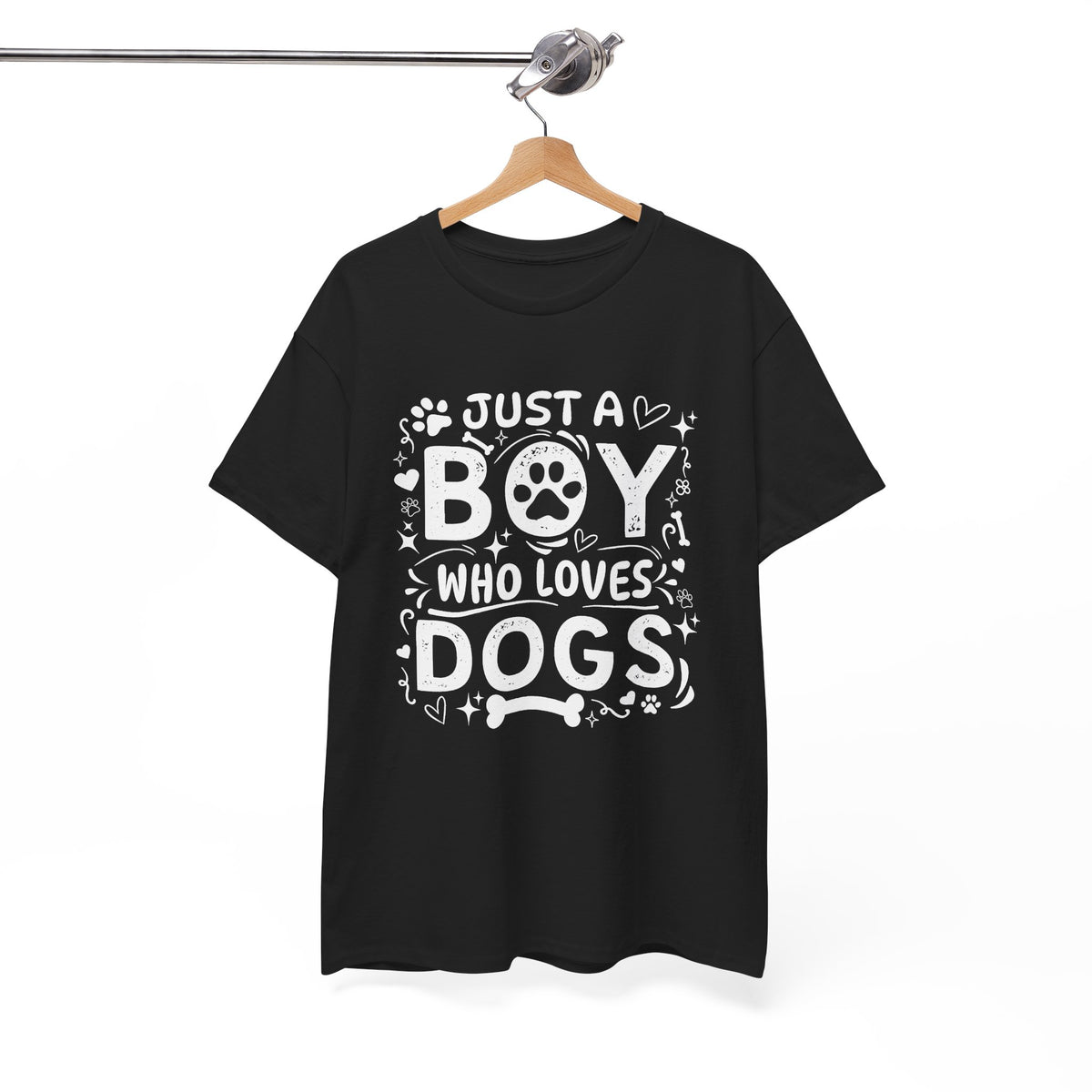 Boy Who Loves Dogs T‑Shirt — Cute Paw Print Graphic Tee