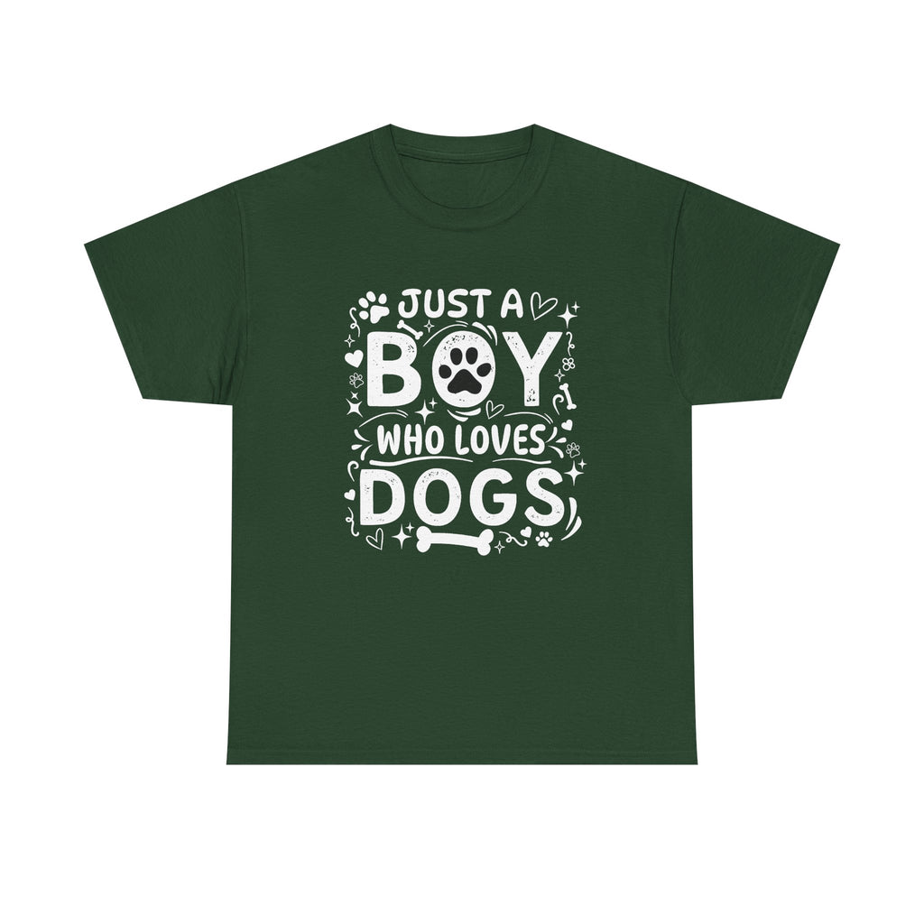 Boy Who Loves Dogs T‑Shirt — Cute Paw Print Graphic Tee