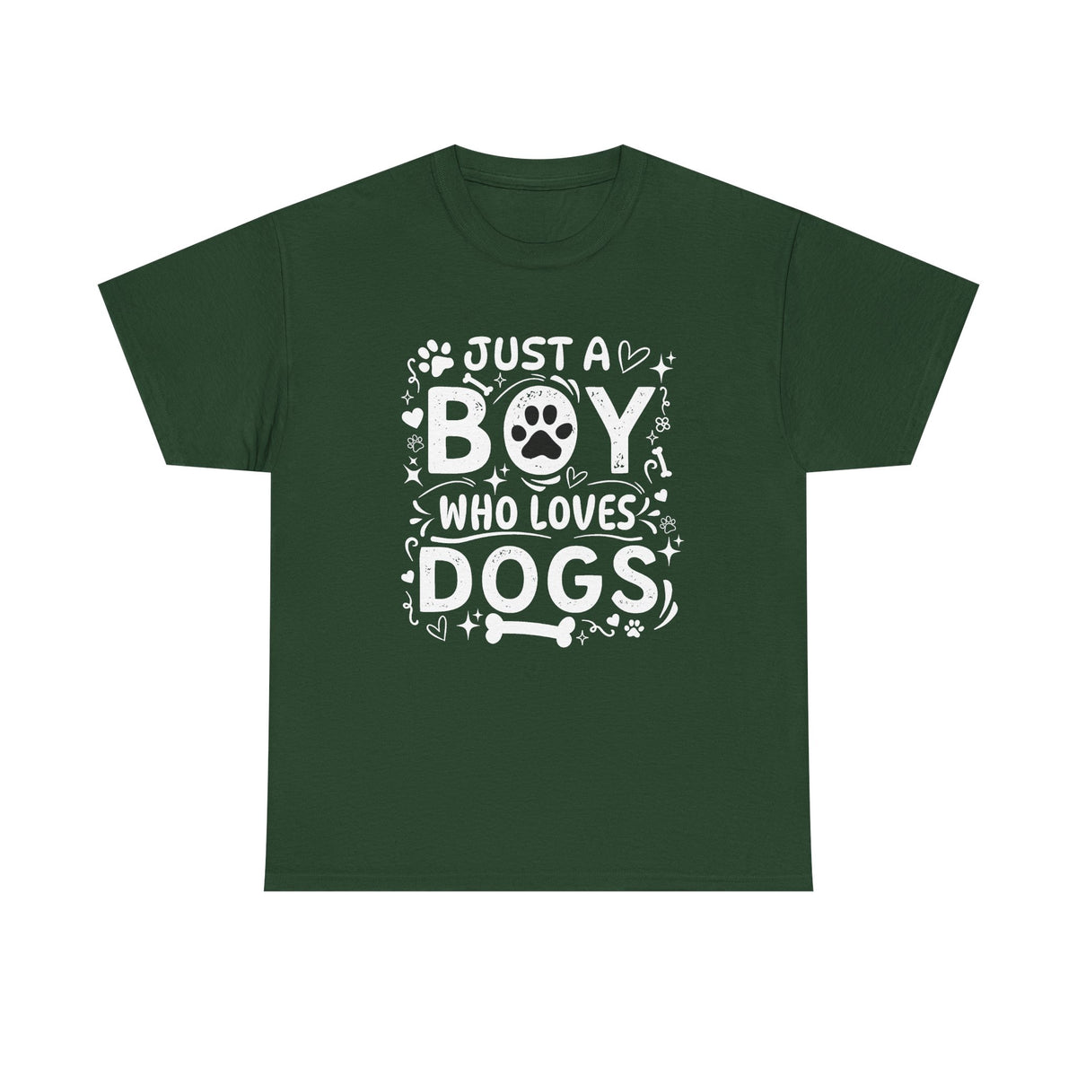 Boy Who Loves Dogs T‑Shirt — Cute Paw Print Graphic Tee