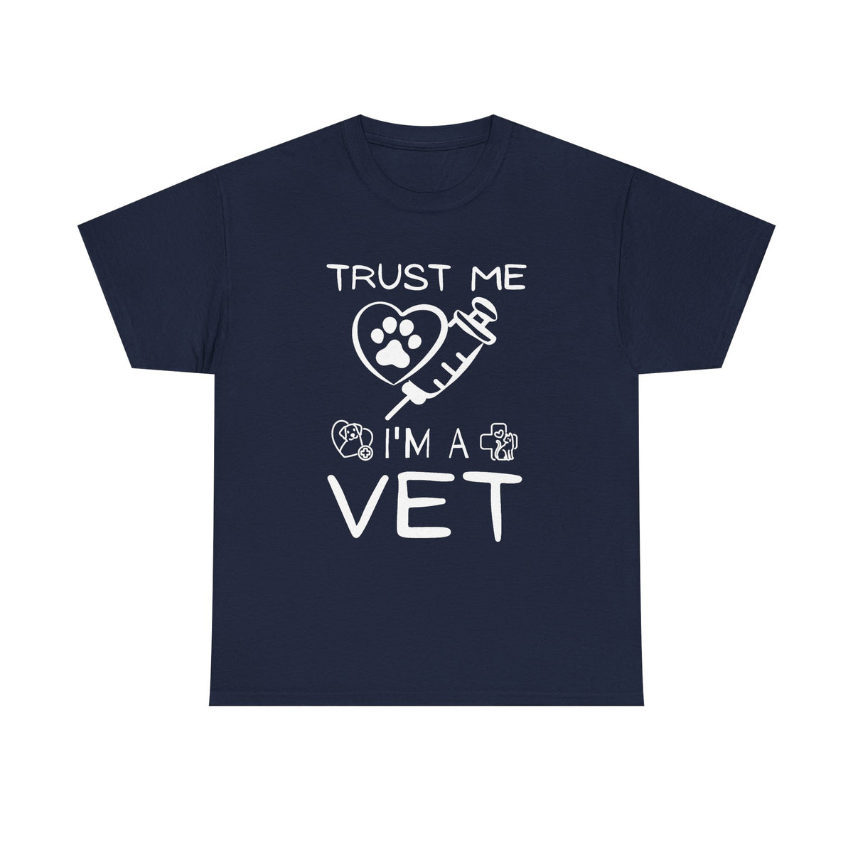 Vet T-Shirt "Trust Me I'm a Vet" – Cute Paw & Syringe Veterinary Tee