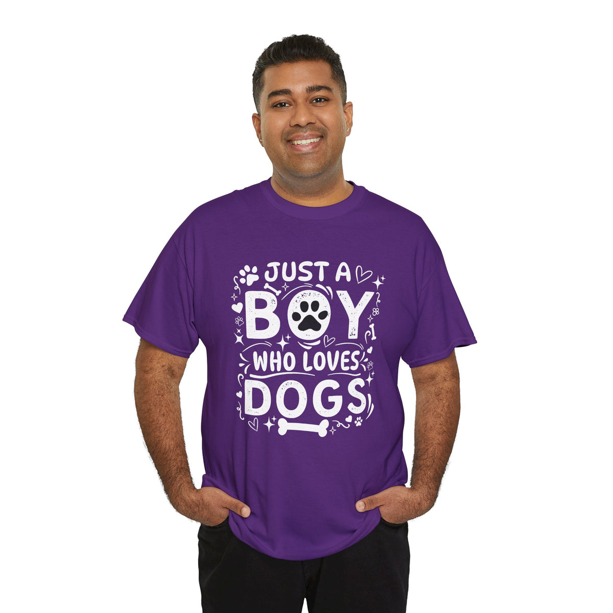 Boy Who Loves Dogs T‑Shirt — Cute Paw Print Graphic Tee