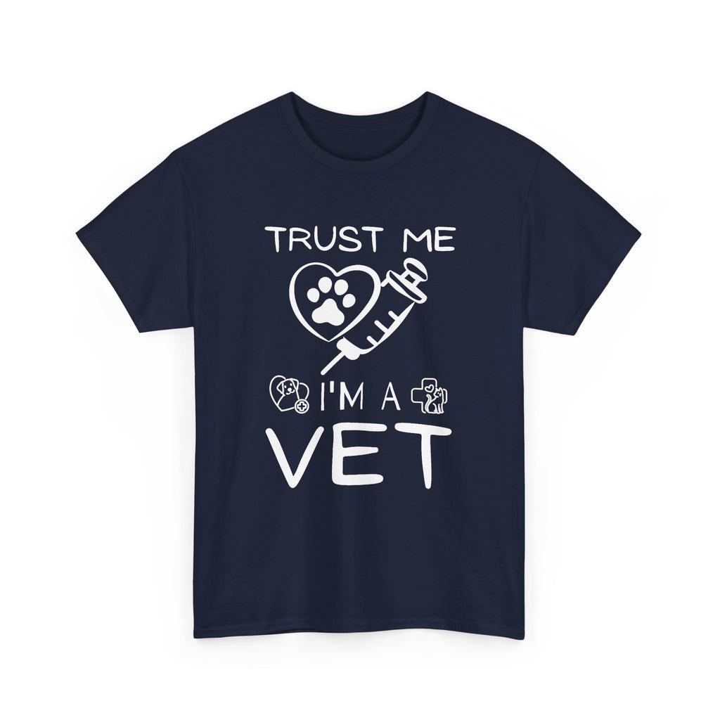 Vet T-Shirt "Trust Me I'm a Vet" – Cute Paw & Syringe Veterinary Tee