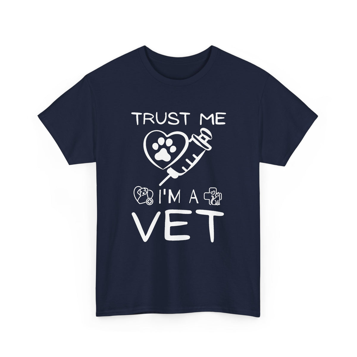 Vet T-Shirt "Trust Me I'm a Vet" – Cute Paw & Syringe Veterinary Tee