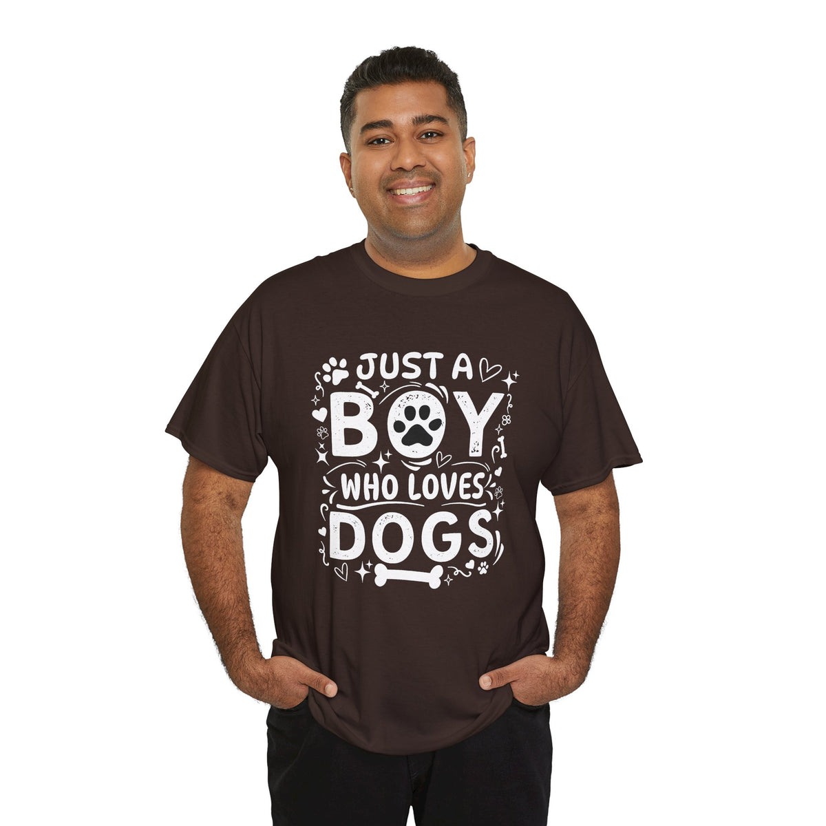 Boy Who Loves Dogs T‑Shirt — Cute Paw Print Graphic Tee