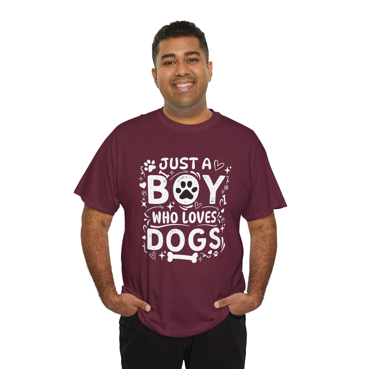 Boy Who Loves Dogs T‑Shirt — Cute Paw Print Graphic Tee