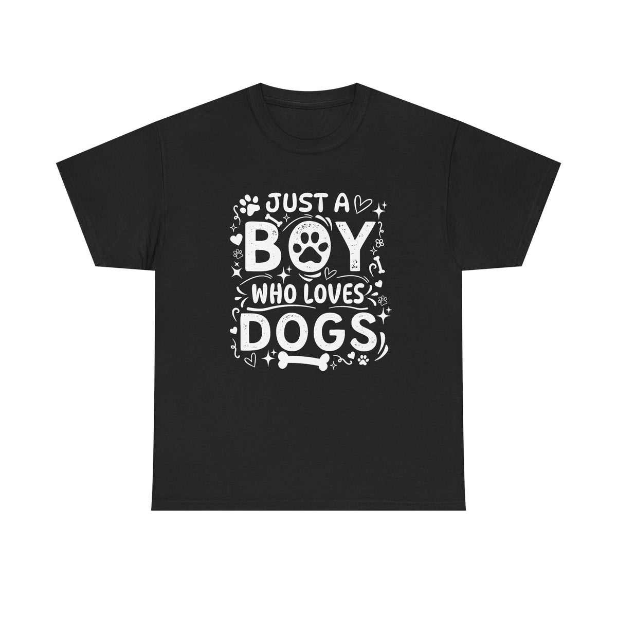 Boy Who Loves Dogs T‑Shirt — Cute Paw Print Graphic Tee
