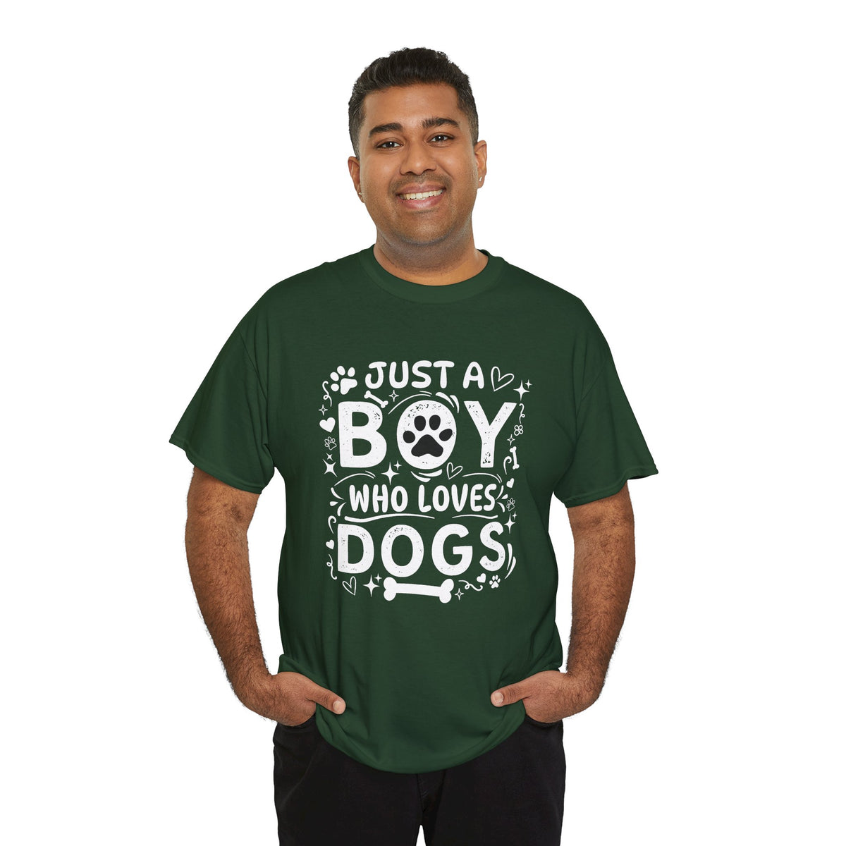 Boy Who Loves Dogs T‑Shirt — Cute Paw Print Graphic Tee