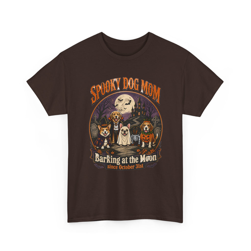 Spooky Dog Mom T‑Shirt — "Barking at the Moon" Halloween Dog Mom Tee