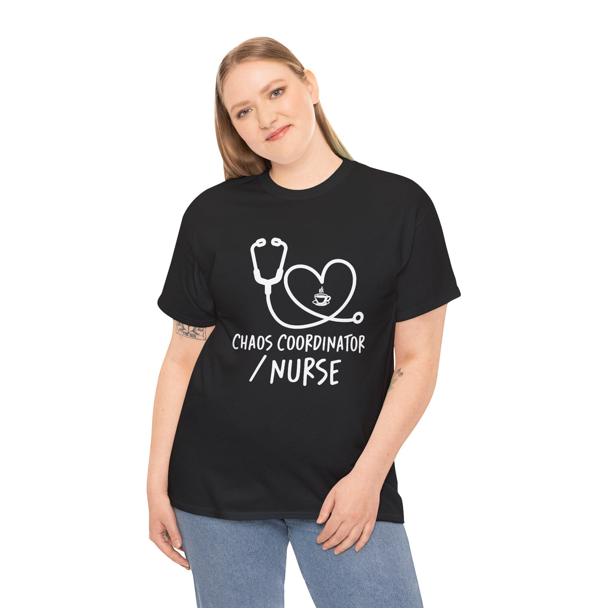 Nurse Chaos Coordinator T‑Shirt — Stethoscope Heart Graphic